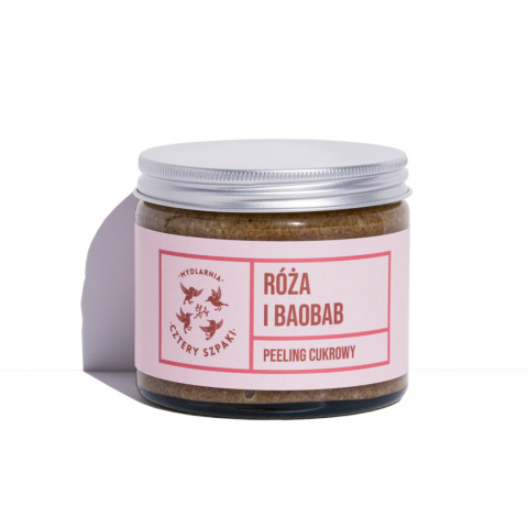 Peeling róża i baobab - do ciała, z cukrem trzcinowym 250 ml Peeling róża i baobab - do ciała, z cukrem trzcinowym 250 ml
