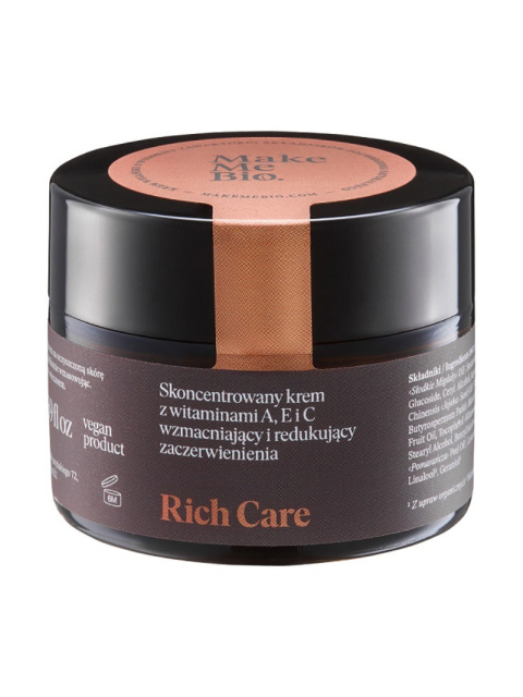 Skoncentrowany krem Rich Care Make Me Bio w eleganckim szklanym słoiczku Skoncentrowany krem Rich Care Make Me Bio w eleganckim szklanym słoiczku