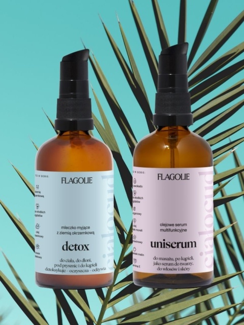 ravel Set – wakacyjnt zestw podróżny – Dertox + Unoserum – Flagolie, w tle liść palmy ravel Set – wakacyjnt zestw podróżny – Dertox + Unoserum – Flagolie, w tle liść palmy