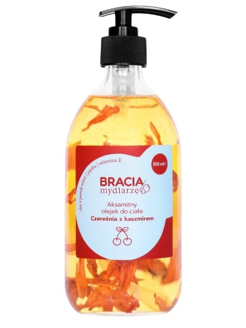 Aksamitny olejek do ciała Czereśnia z kaszmirem XXL 500 ml – Bracia Mydlarze, produkt