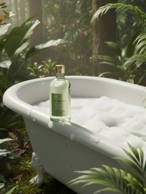 Żel do kąpieli i pod prysznic Thailand Forest 400 ml – Stara Mydlarnia, w tle teopikalny las