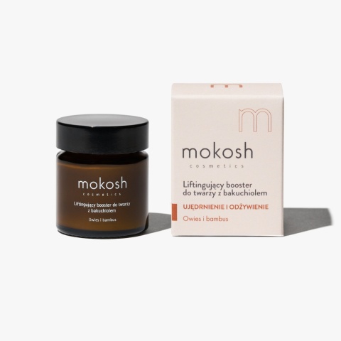 Liftingujący booster do twarzy z bakuchiolem owies i bambus 30 ml – kartonik i produkt