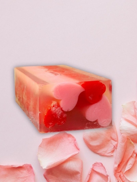 Mydło glicerynowe ozdobne Serca ok. 100 g – mydło w płatkach róż