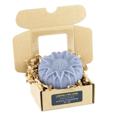 Mydło z pumeksem do rąk Lawenda z May Chang 110 g – Miodowa Mydlarnia, prpduktv w kartoniku