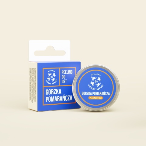 Peeling do ust Gorzka Pomarańcza 15 ml – 4szpaki, produkt i opakowanie