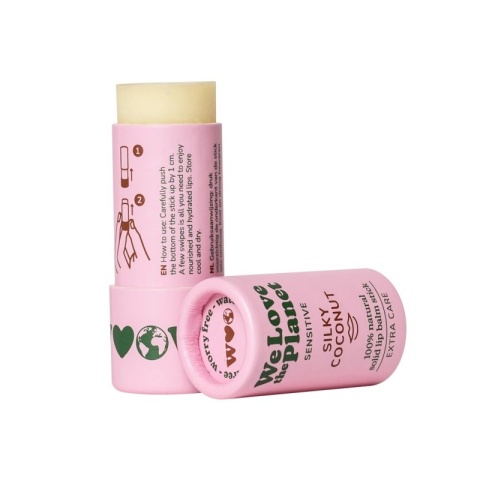 Naturalny balsam do ust wrażliwych SIlky Coconut (Velvet Daily) - intensywna ochrona 4,9 g – We Love The Plane, otwarty kartonik