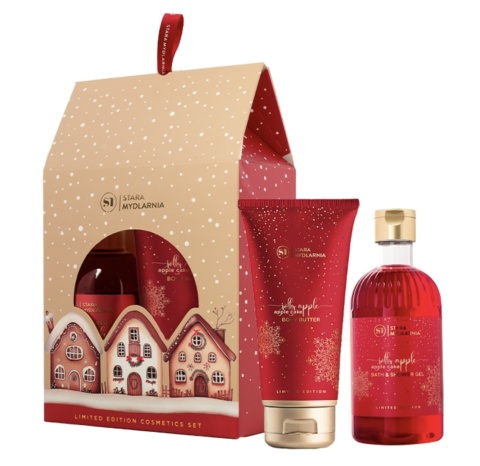 Zestaw prezentowy Jolly Apple, żel do kąpieli i masło do ciała – Stara Mydlarnia, prezentacja produktów