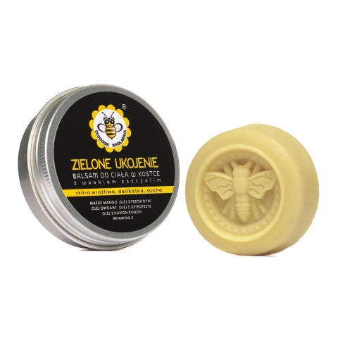 Balsam do ciała w kostce Zielone ukojenie 40 g – balsam i puszka