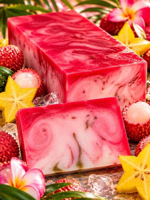 Mydło Ice Sorbet Lychee & Karambola 100 g – Idunn Naturals, aranzacja