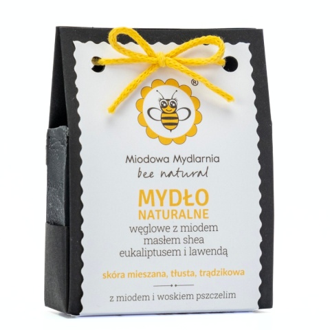 Mydło mydło naturalne Węglowe, z miodem, masłem shea, eukaliptusem i lawendą100 g – produkt