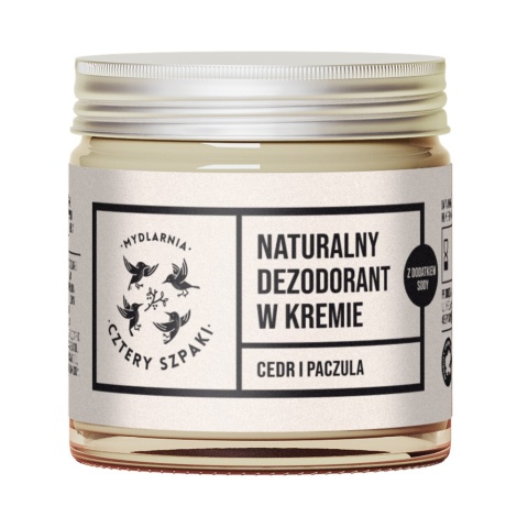Naturalny dezodorant w kremie Cedr i Paczula z dodatkiem sody 60 ml – 4szpaki, produkt