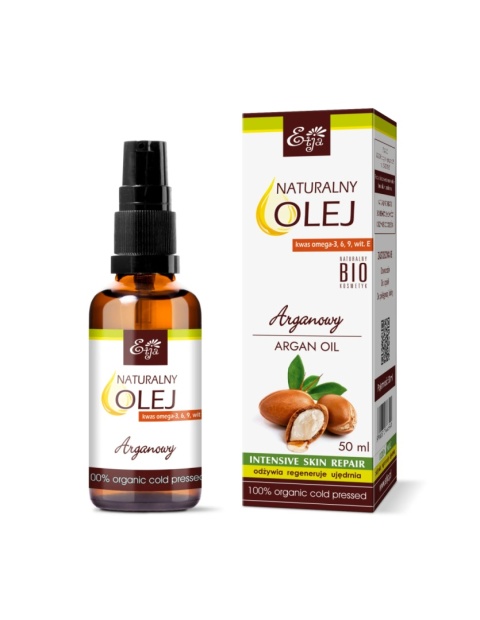 Olej Arganowy BIO 100% Argania spinosa Kernel Oil 50 ml – Etja, produkt i kartonik