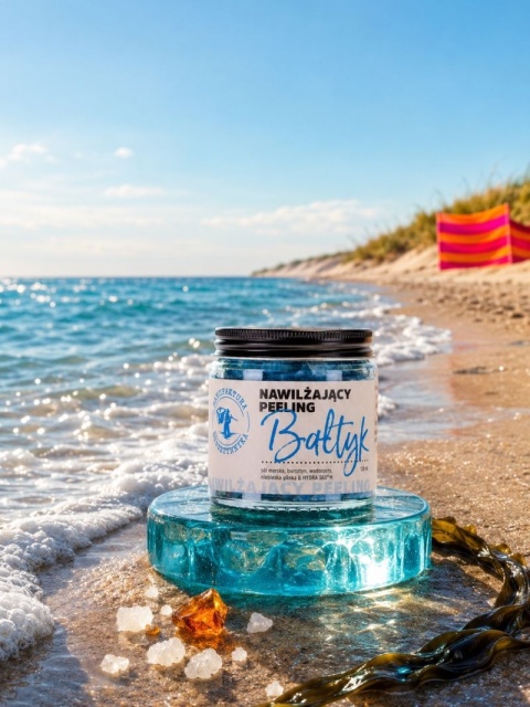 Nawilżający peeling Bałtyk 120 ml – Manufaktura Bursztynnika, arażacja na morskiej plaży
